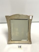 ART DECO HALLMARKED SILVER RECTANGULAR EASEL MIRROR WITH BEVELLED PLATE; BIRMINGHAM 1912; WILLIAM