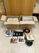 A QUANTITY OF LPs - WITH THE BEATLES, SEVERAL JOHNNY MATHIS AND MORE, ALSO SOME SINGLES.