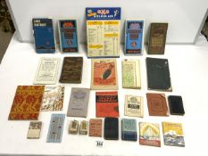 A VINTAGE OXO KITCHEN AID CHART, THE WAR IN EAST SUSSEX BOOKLET, MINIATURE PLAYING CARDS AND OTHER