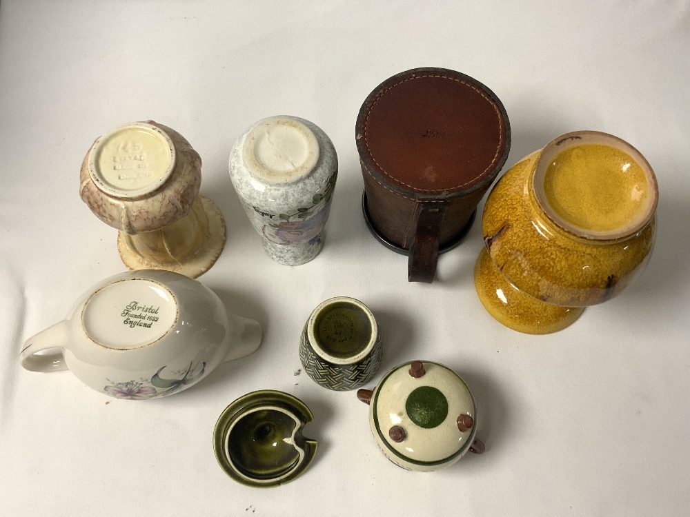 LEATHER AND POTTERY TANKARD, MIXING BOWL, OTHER CERAMICS AND A HORSE AND GYPSY CARAVAN. - Image 5 of 7