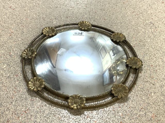 A METAL FRAMED CONVEX WALL MIRROR; 37 CMS. - Image 2 of 3