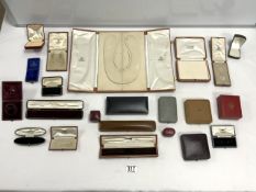 A QUANTITY OF LEATHER JEWELLERY CASES, SEVERAL FOR GOLDSMITHS & SILVERSMITHS.