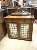 ANTIQUE CHIFFONIER WITH BRASS GALLERY RAIL WITH PAW FEET; 91CM