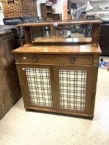 ANTIQUE CHIFFONIER WITH BRASS GALLERY RAIL WITH PAW FEET; 91CM