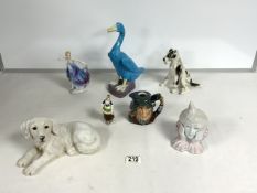 CERAMIC DUCK - MADE IN CHINA, DOULTON CHARACTER MUG - RIP VAN WINKLE D6463 AND OTHER PORCELAIN