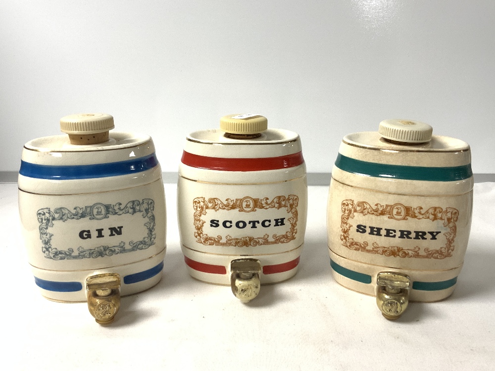 THREE WADE PORCELAIN SHERRY BARRELS AND FIVE CROWN STAFFORDSHIRE PORCELAIN DECANTER LABELS. - Image 2 of 4