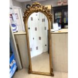 GILT PAINTED ORNATE DOME TOP MIRROR; 60X180 CMS.