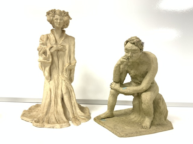 TWO COMPOSITE NUDE SCULPTURAL FIGURES OF A LADY AND MAN AND TWO OTHERS. - Image 3 of 4