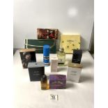 COLLECTION OF PERFUME BOTTLES, INCLUDES; MARC JACOBS DECADENCE PARFUM SET, CHANEL AND OTHERS.