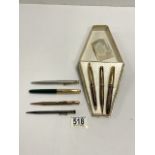 VINTAGE PENS AND PENCIL INCLUDES ROLLED GOLD AND PLATINUM