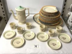 TWENTY SIX ART DECO ZENITH DAWN PATTERN BURLIEGH WARE DINNER AND SIDE PLATES AND A JOHNSON