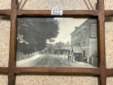 PHOTOGRAPH OF EDWARDIAN STREET SCENE IN PINE FRAME; 28X17 CMS.