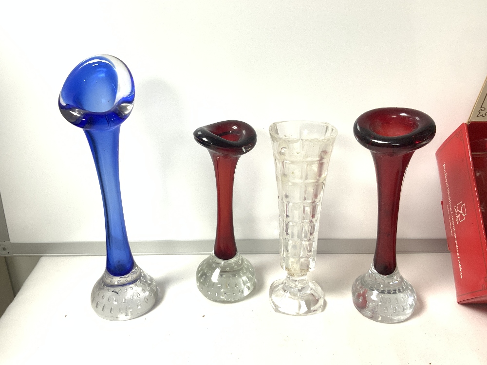 MID CENTURY GLASS VASES AND SETS OF DRINKING GLASSES. - Image 8 of 8