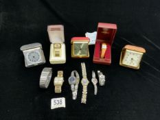 MIXED WATCHES AND TRAVELLING CLOCKS INCLUDES A GENTS AND LADIES 70S SEIKO AUTOMATICS