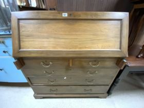 EDWARDIAN MAHOGANY GEORGIAN DESIGN FIVE DRAWER BUREAU WITH FITTED INTERIOR; 102X110X50.