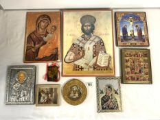 SEVEN 20TH-CENTURY ICONS, AND THREE MINIATURES.