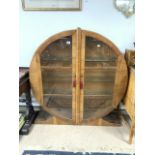 ENGLISH ART DECO 1930S ROUND DISPLAY CABINET WITH KEYS 130 X 121CM