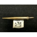 A 9 CT GOLD BAKERS POINTER PROPELLING PENCIL, [ MISSING TOP ].