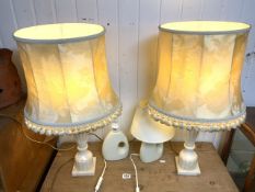 TWO PAIRS OF TABLE LAMPS INCLUDES MARBLE AND CERAMIC