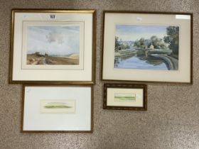 FOUR FRAMED AND GLAZED WATERCOLOURS LARGEST 52 X 42CM