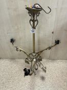 ART NOUVEAU BRASS THREE BRANCH ELECTROLIER,