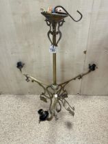 ART NOUVEAU BRASS THREE BRANCH ELECTROLIER,