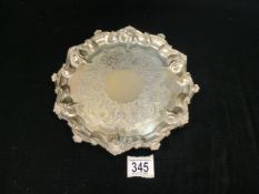 HALLMARKED SILVER SALVER DATED 1859 BY DANIEL AND CHARLES HOULE 486 GRAMS