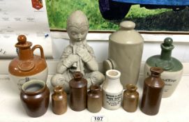 MIXED ITEMS INCLUDES STONEWARE BOTTLES