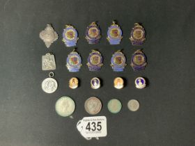 COLLECTION OF 1960S ENAMEL PRESENTATION BADGES FOR BALLROOM DANCING