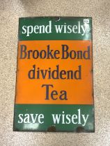 ANTIQUE ENAMEL SIGN (SPEND WISELY BROOKE BOND DIVIDEND TEA SAVE WISELY) 77 X 51CM