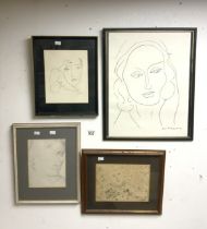 PICASSO AND MATISE PRINTS WITH A SIGNED PENCIL SKETCH ALL FOUR FRAMED AND GLAZED LARGEST 44 X 53CM