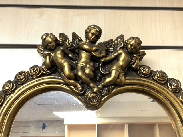 GILDED HEART SHAPED CHERUB MIRROR 56 X 39CM - Image 2 of 4