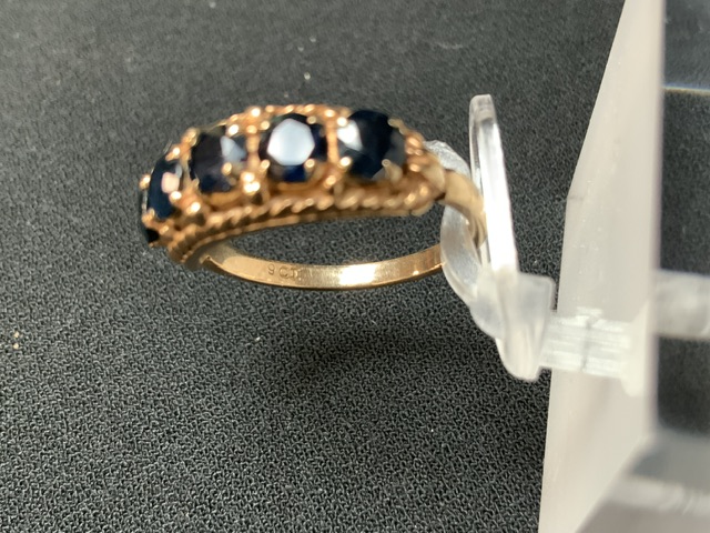 VICTORIAN 9 CARAT YELLOW GOLD WITH SAPPHIRES; SIZE P; 4 GMS - Image 3 of 5