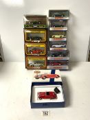ELEVEN CLASSIC CARS IN ORIGINAL BOXES - DINKY, CORGI, MATCHBOX, AND MORE.