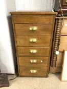 VINTAGE FIVE DRAWER CHEST WITH BRASS HANDLES 98 X 49CM