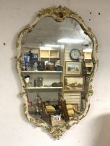 CREAM AND GILDED LOUIS STYLE WALL MIRROR 74 X 47 CM