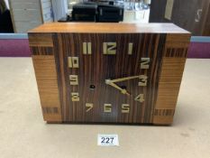 ART DECO ROSEWOOD STRIKING MANTLE CLOCK.