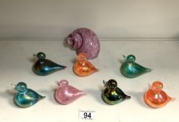 HEREND ART GLASS INCLUDES DUCKS AND GLASS SHELL