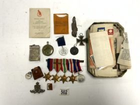 GERMAN SS 4 YEAR SERVICE MEDAL, IRON CROSS, GROUP OF FIVE SECOND WORLD WAR MEDALS; INCLUDING 8TH