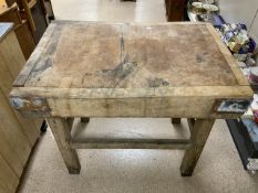 VINTAGE WOODEN BUTCHERS BLOCK 92 X 62 X 85CM