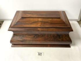 LARGE SARCOPHAGUS SHAPED TEA CADDY IN ROSEWOOD 39CM