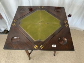 EDWARDIAN INLAID ROSEWOOD ENVELOPE TOP CARD TABLE, 56X73 CMS.