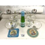 SET OF SIX BABYCHAM GLASSES AND BOTTLE OF BABYCHAM.