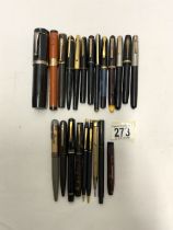 UNUSUAL ORANGE VINTAGE FOUNTAIN PEN, PLUS QUANTITY OF OTHER PENS/FOUNTAIN PENS.