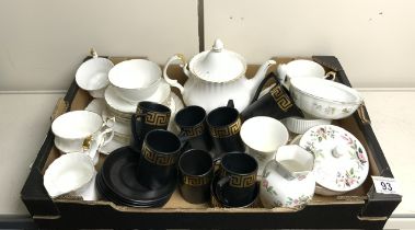 MIXED CHINA INCLUDES PART SETS, ROYAL ALBERT (VAL D'OR), PORTMEIRIO (GREEK KEY BLACK GOLD) AND