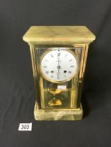 EPEE SWISS MADE STRIKING MANTLE CLOCK RETAILED BY HANNINGTONS OF BRIGHTON, BRASS AND ONYX, 29CM