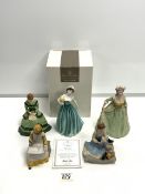 BOXED ROYAL DOULTON FIGURE ( ELEANOR 4463 ) WITH OTHER CERAMIC FIGURINES FROM FRANKLIN MINT