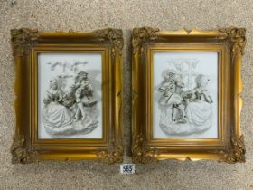 TWO MODERN PUTTI WALL PLAQUES ( SCENES FROM THE CASTLE PARK OF SANSSOUCI ABOUT 1750-1760 )