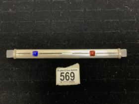 LARGE CONTINENTAL WHITE METAL CHINAGRAPH MARKING PENCIL, WITH RED AND BLUE ENAMEL PUSHERS, 18.5