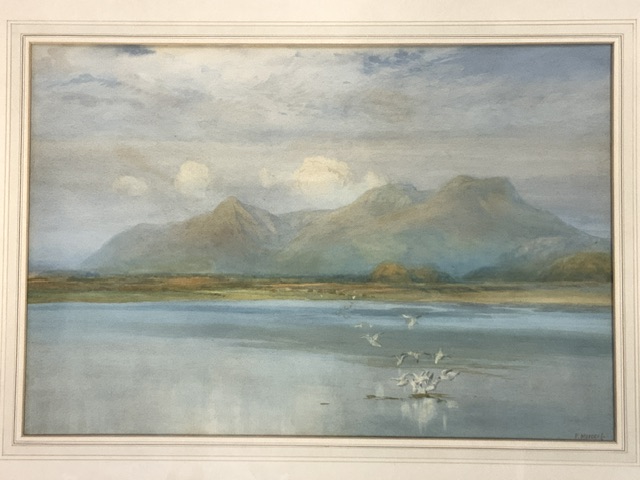 FREDERICK MERCER (1871 - 1937) ENGLAND SIGNED WATERCOLOUR BIRDS OVER A LAKE WITH A MOUNTAIN SCENE 73 - Image 2 of 5